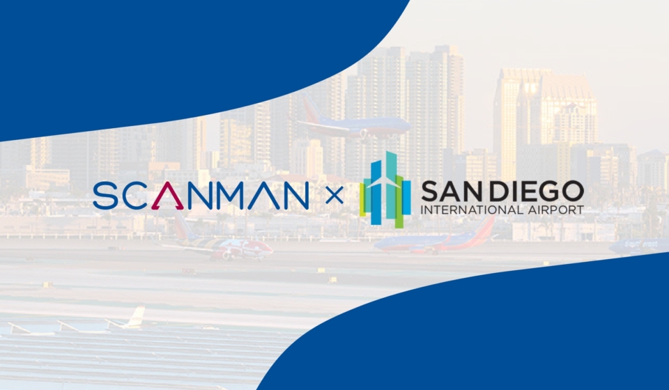 Logo of Scanman next to the logo of San Diego international airport